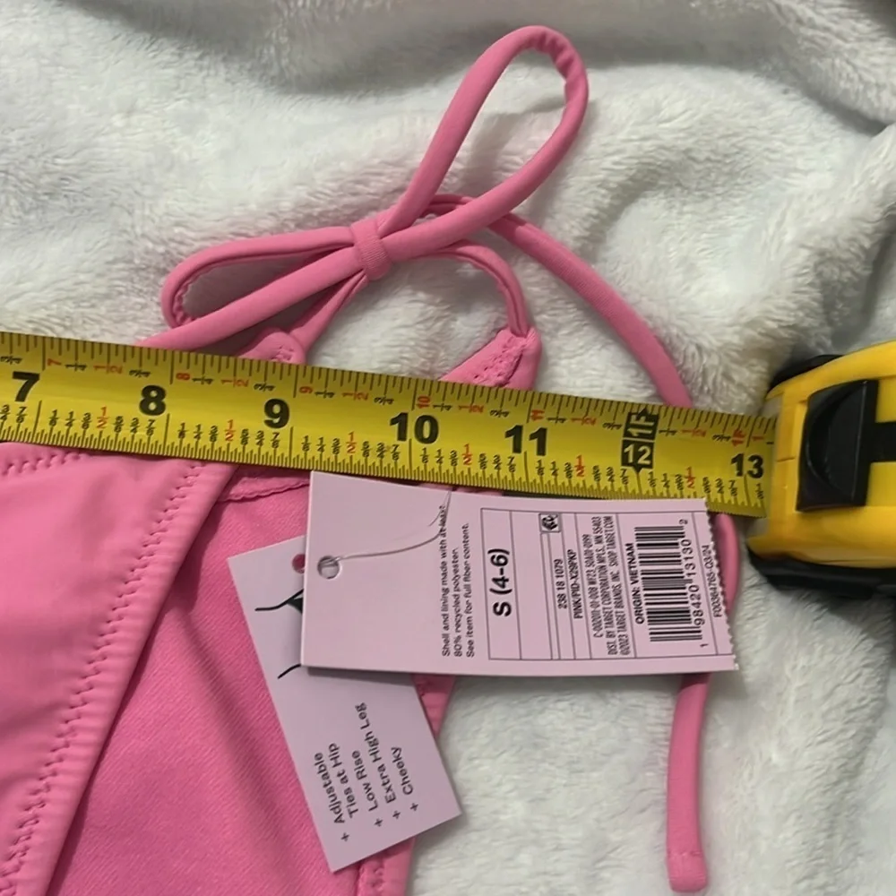 New Wild fable Women’s Bikini Bottoms Strong Tie Pink Cheeky Size Small NWT